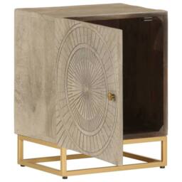 Berkfield Home Beautiful Bedside Cabinet 40x30x50 cm Solid Wood Mango & Iron in Brown - Size: 40 x 30 x 50 cm - thumbnail 3