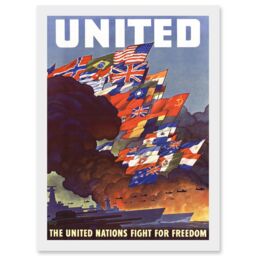 Artery8 WW2 World War Allies United Nations Fight Freedom Vintage A4 Artwork Framed Wall Art Print in White - thumbnail 1