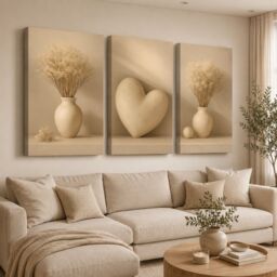 "Mafett Set of 3 Beige Pottery Canvas Wall Art - Size: W24"" x H32""" - thumbnail 1