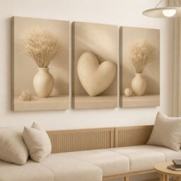 "Mafett Set of 3 Beige Pottery Canvas Wall Art - Size: W24"" x H32""" - thumbnail 2