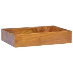 Berkfield Home Basin Solid Teak Wood 50x35x10 cm in Brown - Size: 50 x 35 x 10 cm