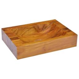 Berkfield Home Basin Solid Teak Wood 50x35x10 cm in Brown - Size: 50 x 35 x 10 cm - thumbnail 3