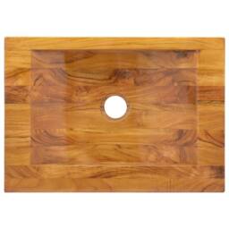 Berkfield Home Basin Solid Teak Wood 50x35x10 cm in Brown - Size: 50 x 35 x 10 cm - thumbnail 4