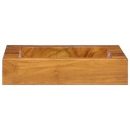 Berkfield Home Basin Solid Teak Wood 50x35x10 cm in Brown - Size: 50 x 35 x 10 cm - thumbnail 2