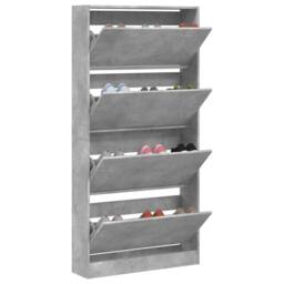 Berkfield Home Shoe Cabinet with 4 Flip-Drawers Concrete Grey 80x21x163.5 cm - thumbnail 4