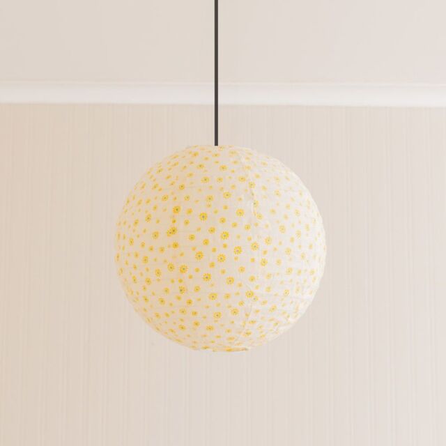 ValueLights Annie Ditsy Floral Natural Fabric Globe Ball Ceiling Lamp Shade - image 1