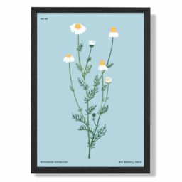 ARTZE Blue Daisies Flower Market Minimalist Framed Print SIZE: A3 with Black Frame in Mid Blue - Size: A4 - thumbnail 1