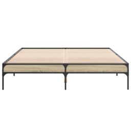 Berkfield Home Bed Frame without Mattress Sonoma Oak 140x200 cm in Brown - thumbnail 4