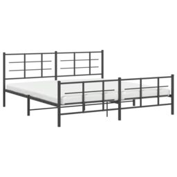 Berkfield Home Metal Bed Frame without Mattress with Footboard Black 183x213cm - Size: 183x213 cm - thumbnail 4