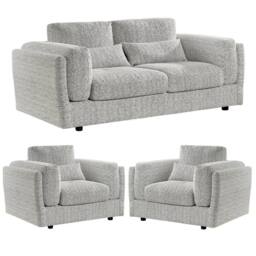 Furnishings For Less UK Bali 3 Piece Sofa Suite Chenille Modern 3 + 1 + 1 Grey - thumbnail 1