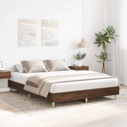 Berkfield Home Durable Bed Frame No Mattress Brown Oak 140x200 cm Engineered Wood - thumbnail 1