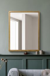 "MirrorOutlet Solid Oak Framed Overmantle Wall Mirror 40"" X 31"" (102CM X 80CM) in Beige - Size: 1 Pack"