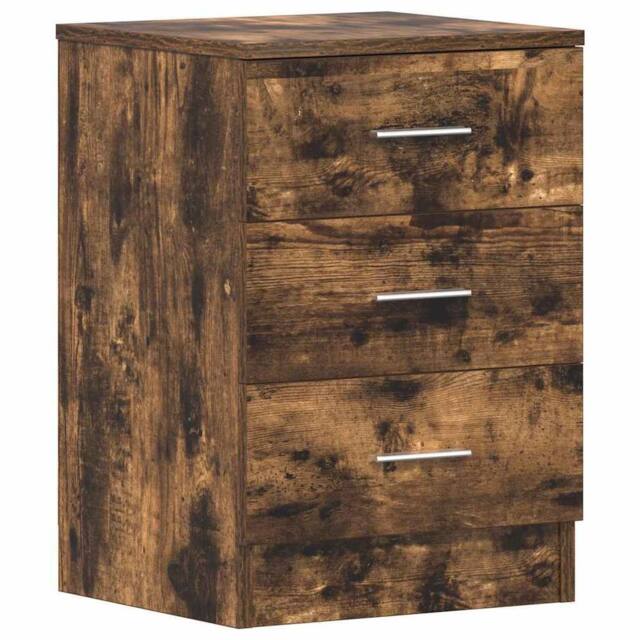 Berkfield Home Bedside Cabinet Smoked Oak 38x35x56 cm Engineered Wood in Brown - Size: 38 x 35 x 56 cm - image 1