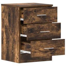 Berkfield Home Bedside Cabinet Smoked Oak 38x35x56 cm Engineered Wood in Brown - Size: 38 x 35 x 56 cm - thumbnail 5