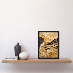 Artery8 Earth Goddess Blooming Flowers Mountain Landscape Artwork Framed Wall Art Print A4 in Black - thumbnail 2