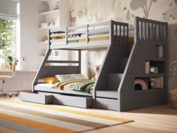 Flair Lunar Wooden Triple Bunk Bed in Grey - Size: Single - thumbnail 1