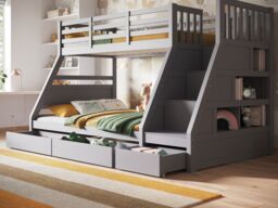Flair Lunar Wooden Triple Bunk Bed in Grey - Size: Single - thumbnail 5