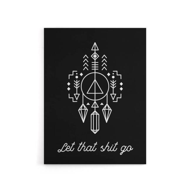 "Artery8 Funny Bathroom Decor Let That Sh*t Go Canvas Wall Art Print in Black - Size: W18"" x H24""" - image 1