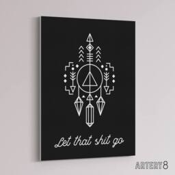 "Artery8 Funny Bathroom Decor Let That Sh*t Go Canvas Wall Art Print in Black - Size: W18"" x H24""" - thumbnail 2