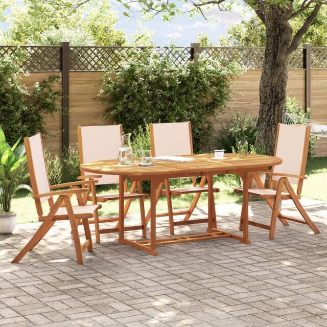 Berkfield Home 5 Piece Garden Dining Set Solid Wood Acacia & Textilene in Brown - image 1