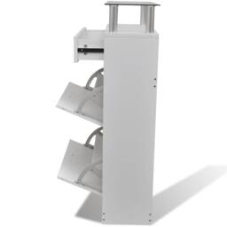 Berkfield Home Shoe Cabinet with a Drawer & a Top Glass Shelf Wood White - thumbnail 5