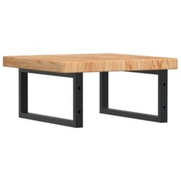 Berkfield Home Basin Shelf Wall Mounted Steel & Solid Wood Oak in Brown - thumbnail 6