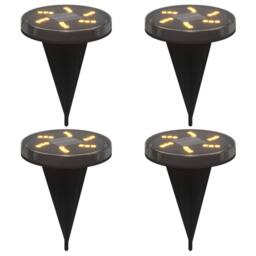Berkfield Home Solar Ground Lights with Ground Spikes Outdoor 4 pcs Warm White in Black - thumbnail 2