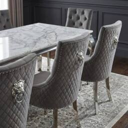 HOME LUXE INTERIOR Sofia 1.8m Grey Marble Dining Table & 6 Minister Grey Lion Chairs - Size: 180 cm - thumbnail 7
