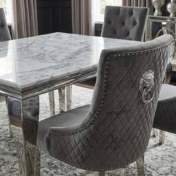 HOME LUXE INTERIOR Sofia 1.8m Grey Marble Dining Table & 6 Minister Grey Lion Chairs - Size: 180 cm - thumbnail 6