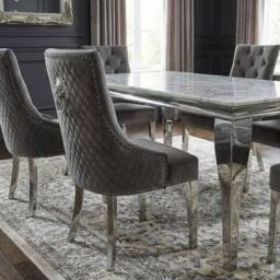 HOME LUXE INTERIOR Sofia 1.8m Grey Marble Dining Table & 6 Minister Grey Lion Chairs - Size: 180 cm - thumbnail 8