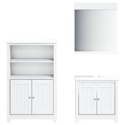 Berkfield Home 3 Piece Bathroom Furniture Set BERG White Solid Wood Pine