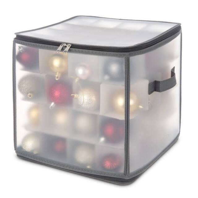 LIVIVO Christmas Bauble Storage Cube Heavy Duty Folding Case - Grey - image 1