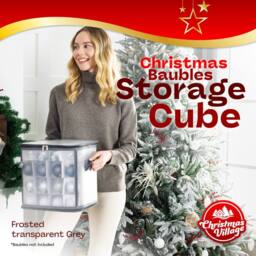 LIVIVO Christmas Bauble Storage Cube Heavy Duty Folding Case - Grey - thumbnail 2