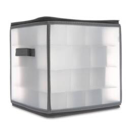LIVIVO Christmas Bauble Storage Cube Heavy Duty Folding Case - Grey - thumbnail 6
