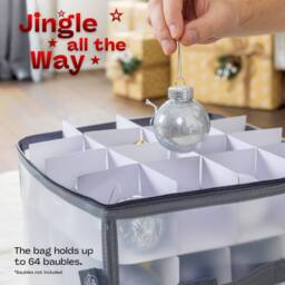 LIVIVO Christmas Bauble Storage Cube Heavy Duty Folding Case - Grey - thumbnail 8