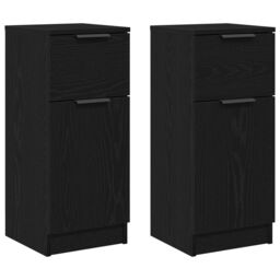 Berkfield Home Black Oak Sideboard 30x30x70 cm MDF - Size: 30 x 30 x 70 cm - thumbnail 2