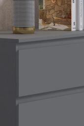 FWStyle Stora Matt 6 Drawer Chest (H) 77 (W) 110 (D) 40cm Extra Deep Drawers in Dark Grey - thumbnail 2