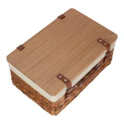 Red Hamper Double Steamed White Lined Willow Picnic Basket with Pinewood Lid - Size: XL - thumbnail 3