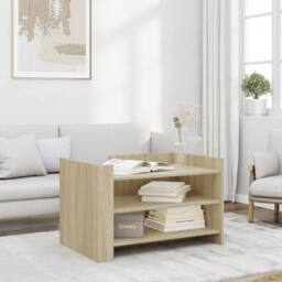 Berkfield Home Coffee Table Sonoma Oak 80x50x50 cm Engineered Wood in Light Tan - Size: 80 x 50 x 50 cm - thumbnail 2