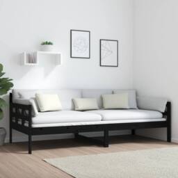 Berkfield Home Beautiful Day Bed Black Solid Wood Pine 90x200 cm - thumbnail 4