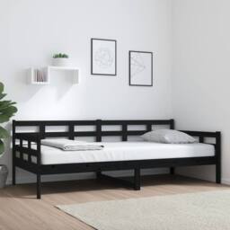 Berkfield Home Beautiful Day Bed Black Solid Wood Pine 90x200 cm - thumbnail 2