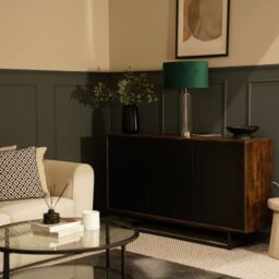 ValueLights Balan Glass & Brushed Chrome Table Lamp with Velvet Drum Lamp Shade & LED Bulb in Bottle Green - thumbnail 4