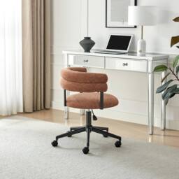 FurnitureboxUK Estelle Terracotta Orange Fabric Swivel Office Chair