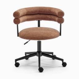 FurnitureboxUK Estelle Terracotta Orange Fabric Swivel Office Chair - thumbnail 4