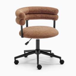 FurnitureboxUK Estelle Terracotta Orange Fabric Swivel Office Chair - thumbnail 3