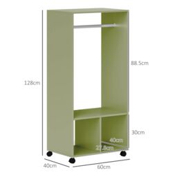 HOMCOM Open Wardrobe Clothes Rail Bedroom Clothes Storage Rod Shelves Green - thumbnail 3