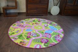 RugsX Round Sweet Rug in Pink - Size: 170 cm diameter - thumbnail 1