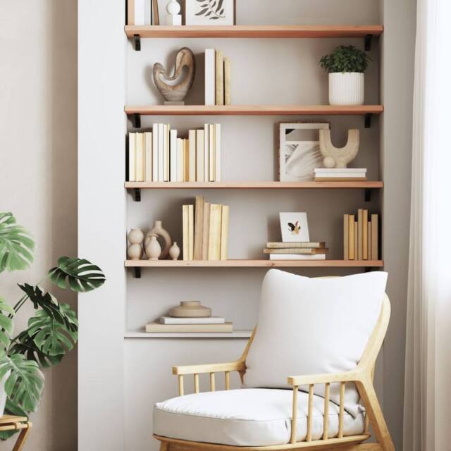Berkfield Home Wall Shelf 80x30x2 cm Untreated Solid Wood Oak in Brown - Size: 80 x 30 x 2 cm - image 1