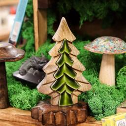 Serenityy Lost in the Forest - Small Mango Wood Tree Ornament 15x10cm in Green - Size: 15x10 cm - thumbnail 9