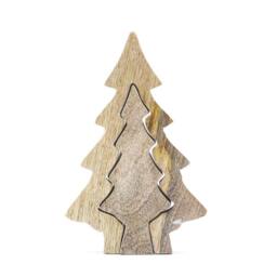 Serenityy Lost in the Forest - Small Mango Wood Tree Ornament 15x10cm in Green - Size: 15x10 cm